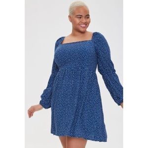 Forever 21 Plus Blue Polka Dot Mini Dress Square